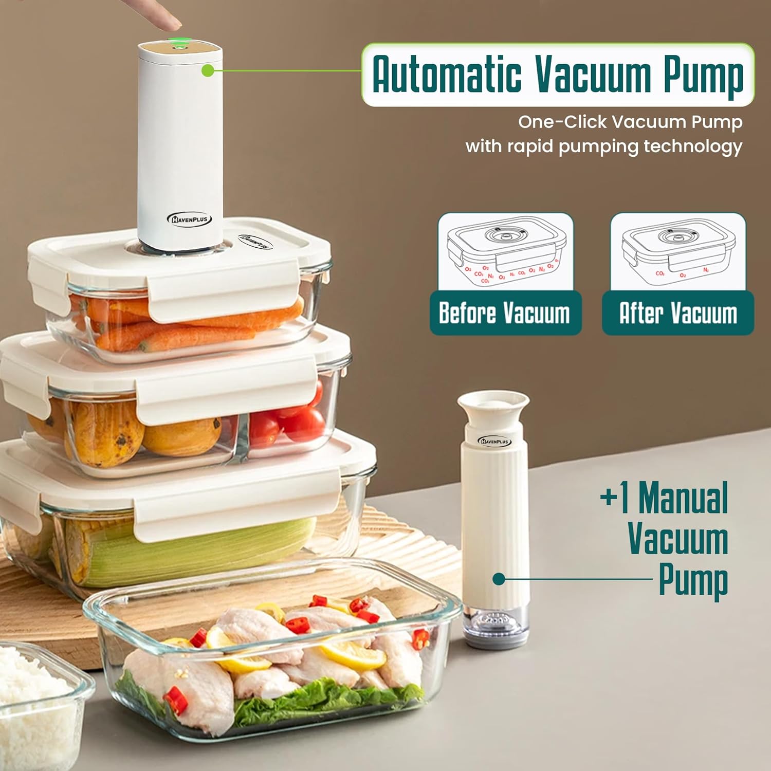 Food Vacuum Glass Storage Container