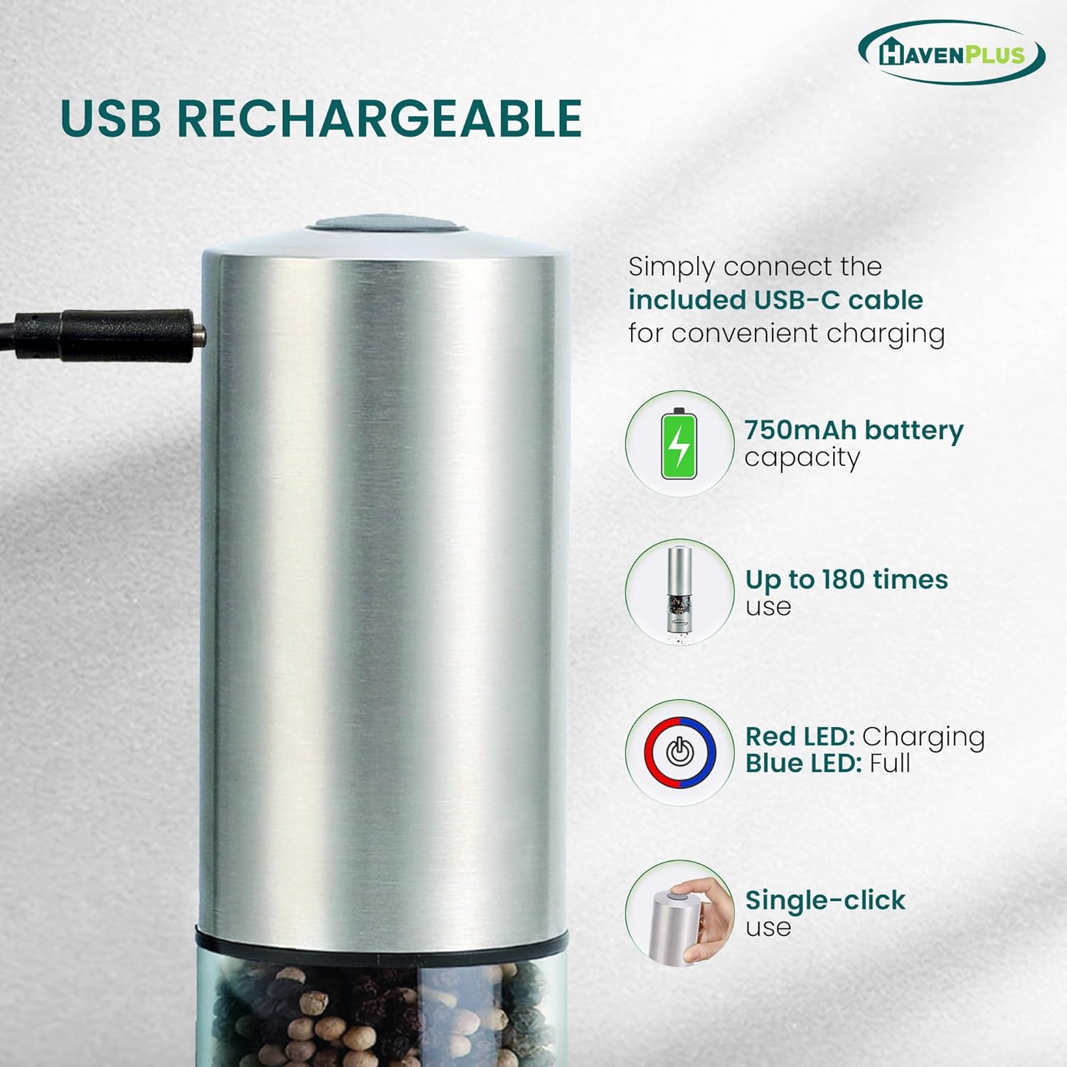 Electric Cordless Pepper Mill