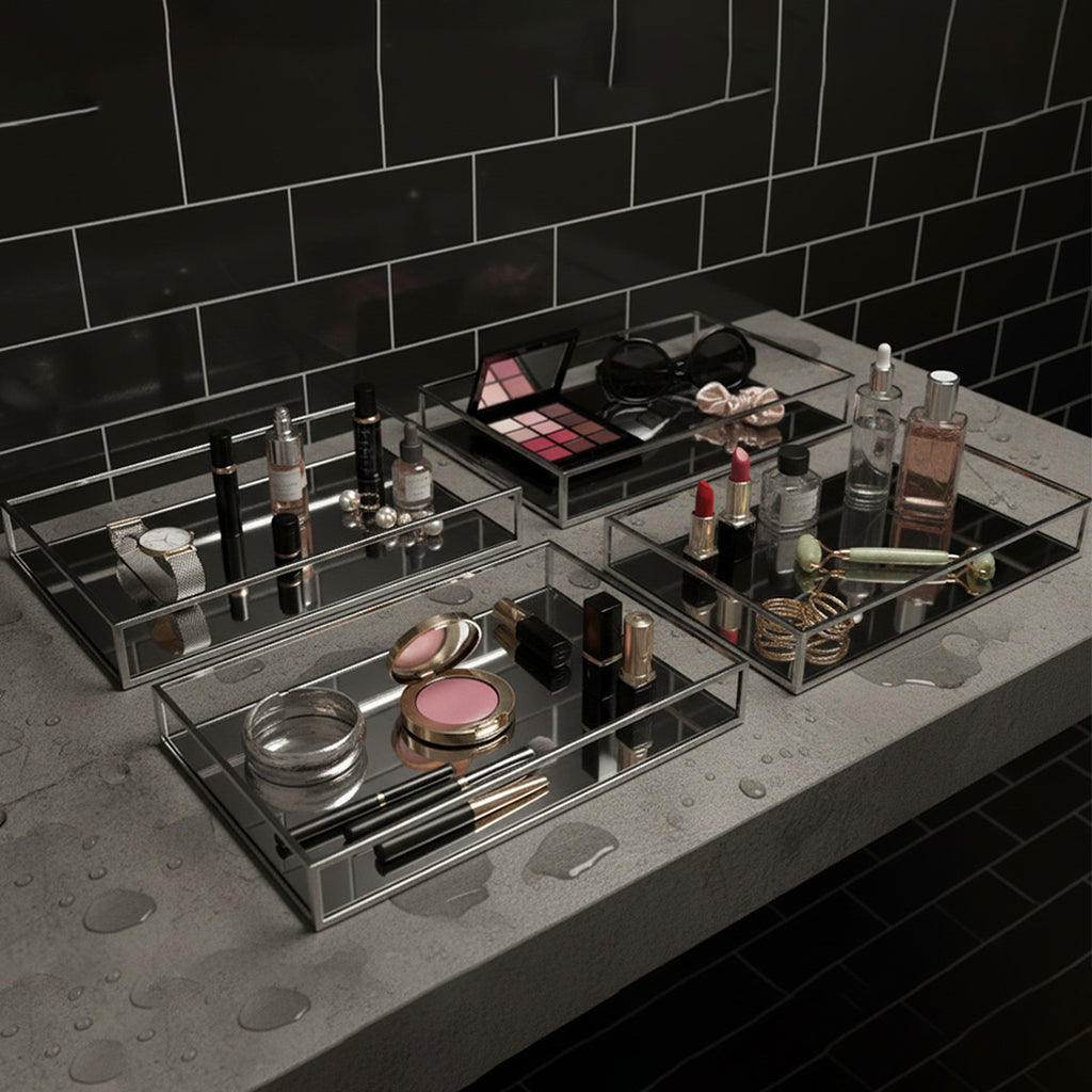 Vanity Acrylic Mirror Tray Set of 4