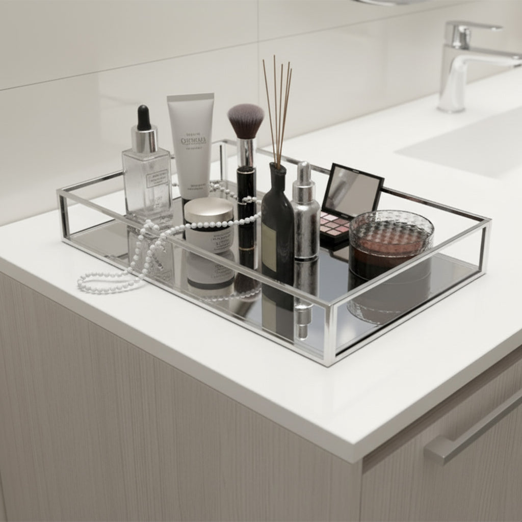 Vanity Acrylic Mirror Tray Set of 4