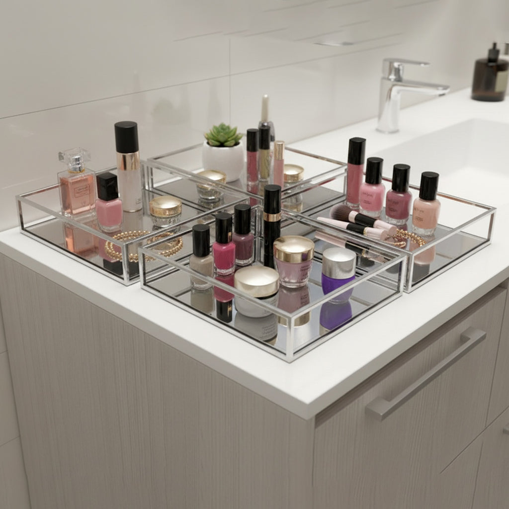 Vanity Acrylic Mirror Tray Set of 4