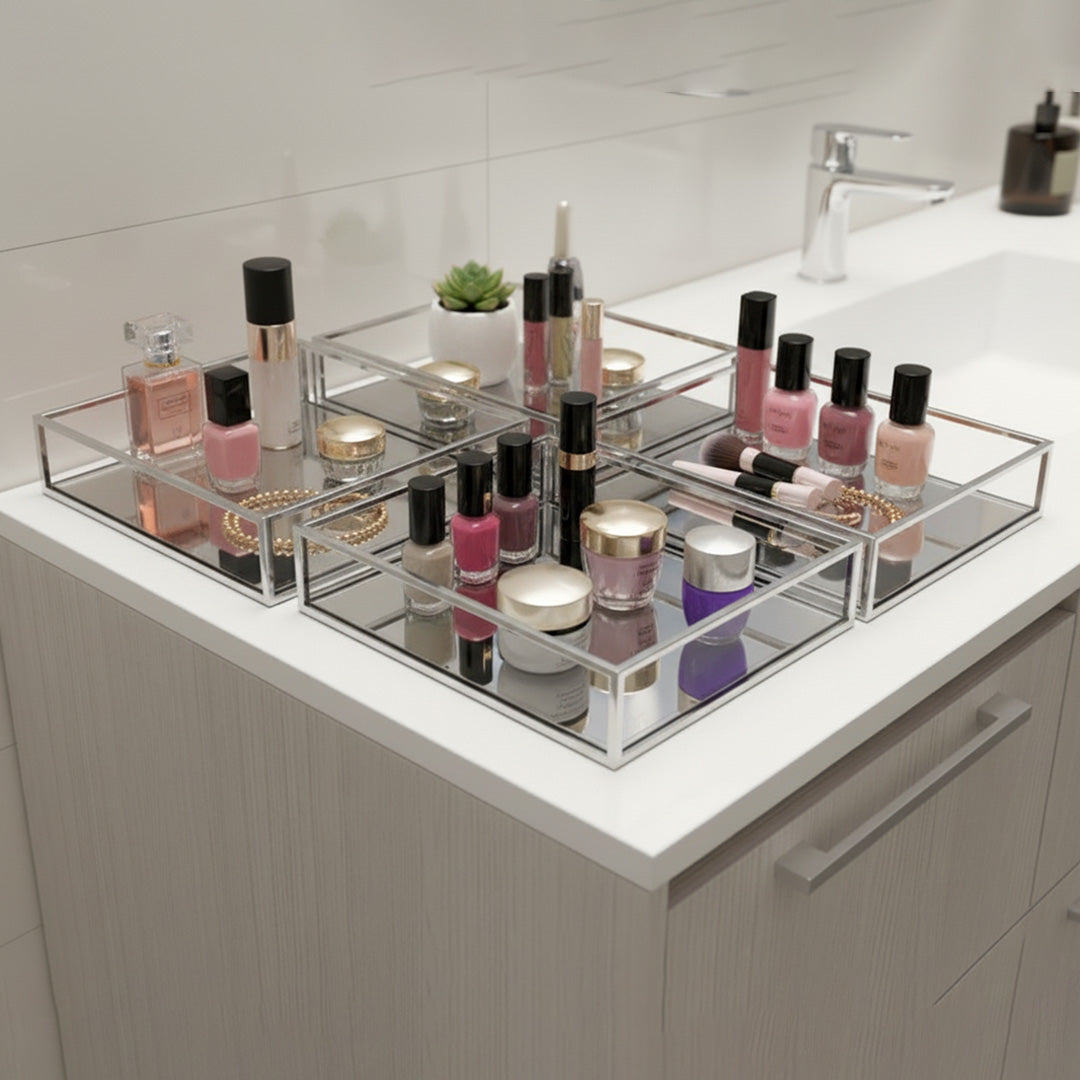 Vanity Acrylic Mirror Tray Set of 4